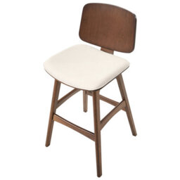 Beliani Set Of 2 Bar Chairs Charleston Wood Brown/ Light Beige - thumbnail 7