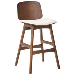 Beliani Set Of 2 Bar Chairs Charleston Wood Brown/ Light Beige - thumbnail 4