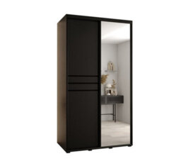 Arte  Cannes Xi Mirrored Sliding Door Wardrobe W140Cm - Sleek Black Storage For Compact Spaces - thumbnail 1