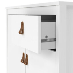 Wyld Haus Wildberry Matt White Wooden Sideboard, 2 Doors 1 Drawer, Brown Leather Handles - thumbnail 6