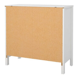 Wyld Haus Wildberry Matt White Wooden Sideboard, 2 Doors 1 Drawer, Brown Leather Handles - thumbnail 4