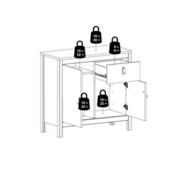 Wyld Haus Wildberry Matt White Wooden Sideboard, 2 Doors 1 Drawer, Brown Leather Handles - thumbnail 9