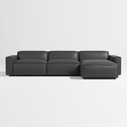 Valencia Nathan Full Aniline Leather Lounge Modular Three Seats With Right Chaise Sofa Black Color Fsc Pine Wood - thumbnail 6