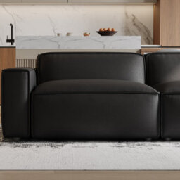 Valencia Nathan Full Aniline Leather Lounge Modular Three Seats With Right Chaise Sofa Black Color Fsc Pine Wood - thumbnail 4