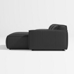Valencia Nathan Full Aniline Leather Lounge Modular Three Seats With Right Chaise Sofa Black Color Fsc Pine Wood - thumbnail 7