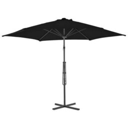 Berkfield Outdoor Parasol With Steel Pole Black 300X230 Cm - thumbnail 3