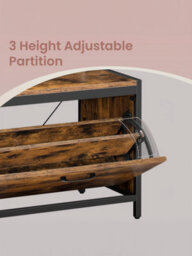 Songmics Coat Rack With Shoe Storage, Hall Tree With Bench, 7 Hooks And Top Shelf, For Hallway, Bedroom, Rustic Brown & Black - thumbnail 9