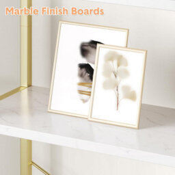 Set Of 2 Arched 5-Tier Bookshelf Metal Bookcase Display Shelving Unit With Anti-Tip Safety Kits - White/gold - thumbnail 5