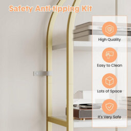 Set Of 2 Arched 5-Tier Bookshelf Metal Bookcase Display Shelving Unit With Anti-Tip Safety Kits - White/gold - thumbnail 3