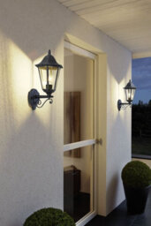 2 Pack Modern Ip44 Outdoor Wall Lanterns In Black And Silver Patina - 1X 60W E27 - thumbnail 3