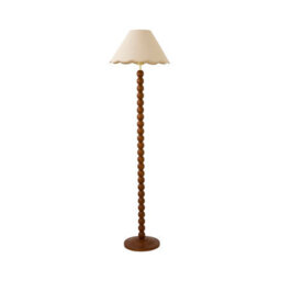Valuelights Bobbin Natural Trim Linen Shade Walnut Bobble Floor Lamp With Bulb - thumbnail 6