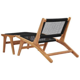 Berkfield Sun Lounger With Footrest Solid Teak Wood And Rope - thumbnail 3
