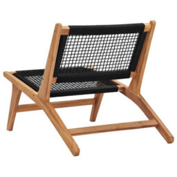 Berkfield Sun Lounger With Footrest Solid Teak Wood And Rope - thumbnail 7