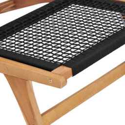 Berkfield Sun Lounger With Footrest Solid Teak Wood And Rope - thumbnail 9