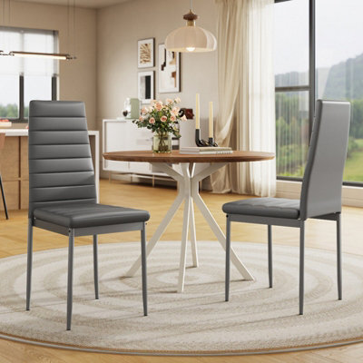 Living And Home Set Of 2 Grey Pu Leather Upholstered Dining Chairs - image 1