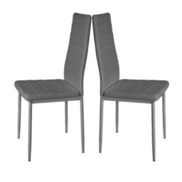 Living And Home Set Of 2 Grey Pu Leather Upholstered Dining Chairs - thumbnail 4