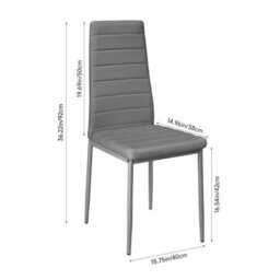 Living And Home Set Of 2 Grey Pu Leather Upholstered Dining Chairs - thumbnail 6