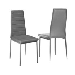Living And Home Set Of 2 Grey Pu Leather Upholstered Dining Chairs - thumbnail 3