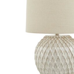 Lattice  Ceramic  Table  Lamp  With  Linen  Shade - thumbnail 2
