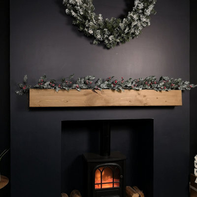 Samuel Alexander 1.8M Frosted Green Holly Leaf & Berry Glitter Garland Christmas Decoration - image 1