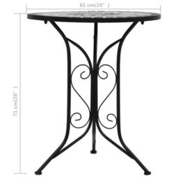 Berkfield Mosaic Bistro Table Grey 61Cm Ceramic - thumbnail 7