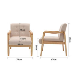 Living And Home Modern Wooden Frame Beige Upholstered Armchair Recliner Chair Sofa Chair - thumbnail 5