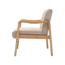 Living And Home Modern Wooden Frame Beige Upholstered Armchair Recliner Chair Sofa Chair - thumbnail 6