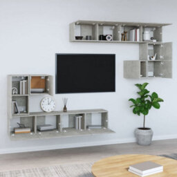 Berkfield Classic Wall-Mounted Tv Cabinet Concrete Grey Engineered Wood - thumbnail 3