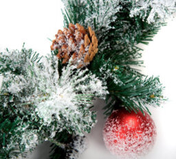 Best Artificial 9Ft Frosted Red Decorated Christmas Garland Supplied With 80 Bright White Battery Leds Banister - thumbnail 2