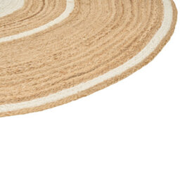 Beliani Round Jute Area Rug 140 Cm Beige And White Halfeli - thumbnail 5