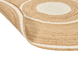 Beliani Round Jute Area Rug 140 Cm Beige And White Halfeli - thumbnail 8