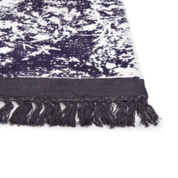 Beliani Handwoven Area Rug 80 X 150 Cm - Violet And White Distressed Vintage Design - thumbnail 3