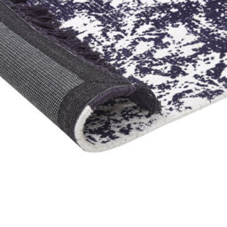 Beliani Handwoven Area Rug 80 X 150 Cm - Violet And White Distressed Vintage Design - thumbnail 6