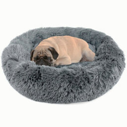 Actiaspet Dog Cat Bed Fluffy Donut Kitten Puppy Pet Cushion Calming Mattress M (Grey) - thumbnail 2