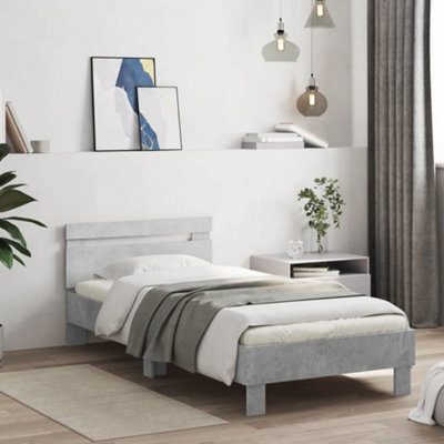 Berkfield Bed Frame Without Mattress With Headboard Concrete Grey 90X200 Cm - image 1