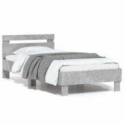 Berkfield Bed Frame Without Mattress With Headboard Concrete Grey 90X200 Cm - thumbnail 2