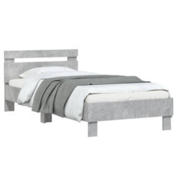 Berkfield Bed Frame Without Mattress With Headboard Concrete Grey 90X200 Cm - thumbnail 4