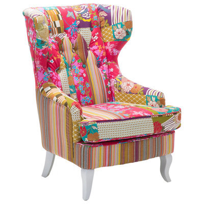 Beliani Wingback Chair Molde Fabric Fuchsia Pink - image 1