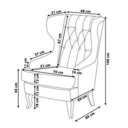 Beliani Wingback Chair Molde Fabric Fuchsia Pink - thumbnail 3