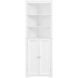Yaheetech White Tall Corner Freestanding Bathroom Storage Cabinet With Open Shelf - thumbnail 2