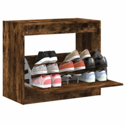 Walplus Shoe Cabinet Smoked Oak 80X42X69 Cm Engineered Wood