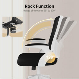 Onemill Ergonomic Office Desk Chair With Flip-Up Armrests And Lumbar Support-White - thumbnail 5