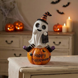 Garden Greatness Led Light-Up Ghost Pumpkin Ornament - thumbnail 2