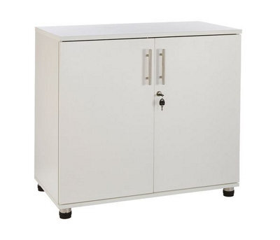 MMT Funiture Designs Storage Cupboard White Wooden Filing Cabinet - 2 Door Lockable Filing Cabinet - Short Wood Office Organiser - image 1
