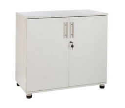 MMT Funiture Designs Storage Cupboard White Wooden Filing Cabinet - 2 Door Lockable Filing Cabinet - Short Wood Office Organiser