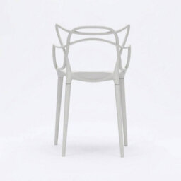 White Pisa Plastic Dining Chair Lattice Back Indoor Outdoor Use - thumbnail 4