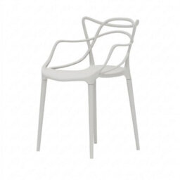 White Pisa Plastic Dining Chair Lattice Back Indoor Outdoor Use - thumbnail 5