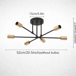 Shopnbits Sputnik Chandelier Ceiling Light 6 Lights Modern Semi Flush Mount Black Lamp Ceiling Light - thumbnail 8
