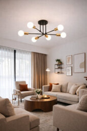 Shopnbits Sputnik Chandelier Ceiling Light 6 Lights Modern Semi Flush Mount Black Lamp Ceiling Light - thumbnail 5
