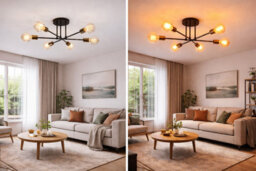 Shopnbits Sputnik Chandelier Ceiling Light 6 Lights Modern Semi Flush Mount Black Lamp Ceiling Light - thumbnail 7